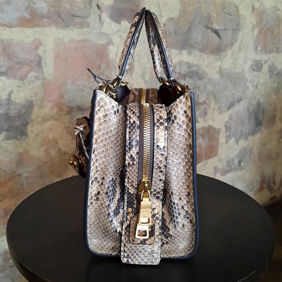 Coach Snakeskin Shoulder Bag in Black and Tan - Picture 5 of 11